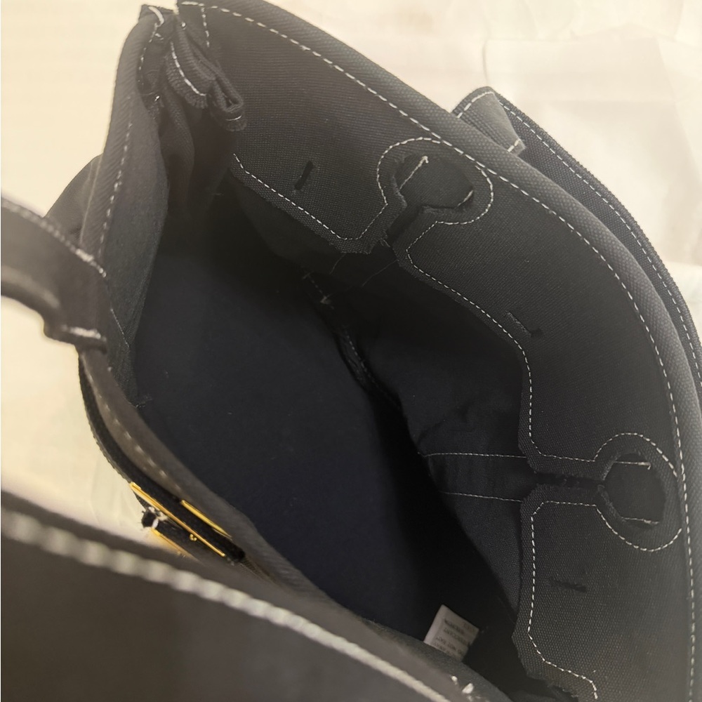 The Boatkin Canvas Tote Bag - Vintage Stylish Spacious in Black w/ Gold Buckle - Picture 5 of 5